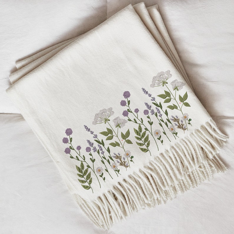 Wildflowers Machine Embroidery Design Botanical Flower Etsy