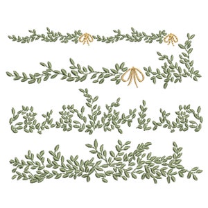 Foliage Monogram Border Machine Embroidery Design Bundle, Pattern Instant Download Zip - 5 sizes