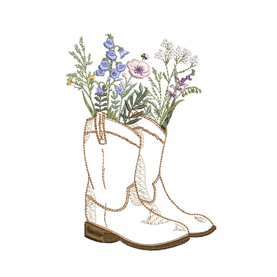 【COLOR iN ID】embroidery pattern western boots Cowboy Boot - Machine Embroidery Design, Western Boots