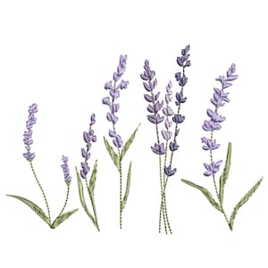 Lavender Flower Machine Embroidery Design, Floral Botanical Mini Wildflower Pattern Instant Download Zip - 5 sizes