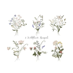 Wildflower Bouquets Machine Embroidery Design, Instant Download Zip - 6 sizes
