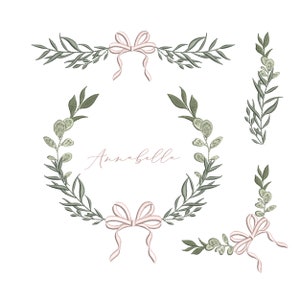 Wedding Eucalyptus Monogram Wreath, Border and Corner Machine Embroidery Design Bundle, Pattern Instant Download Zip - 6 sizes