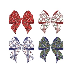 Chinoiserie Christmas Plaid Bow Machine Embroidery File, Winter Tree Wreath Digital File Zip - 5 sizes