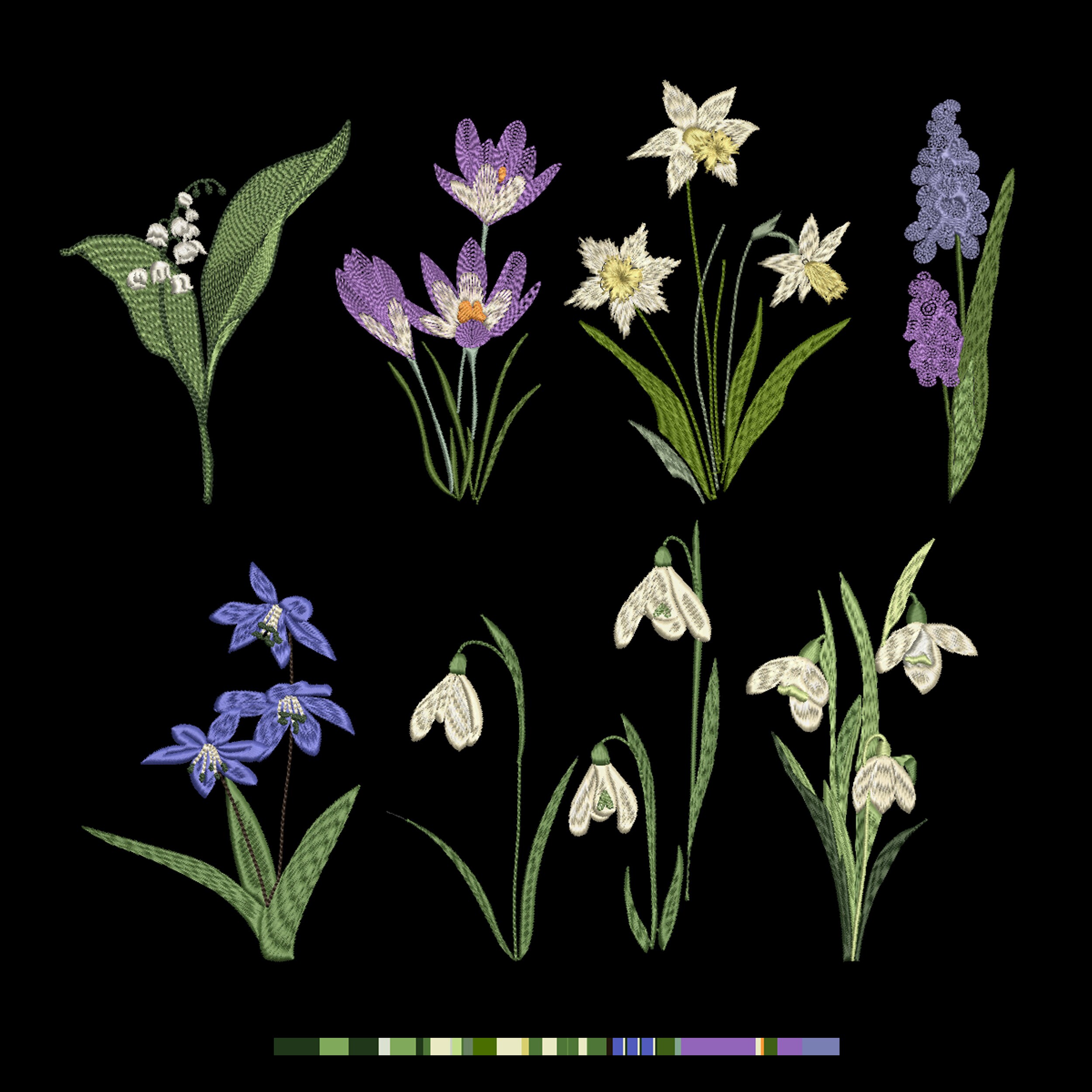 8 Spring Flowers Machine Embroidery Design Bundle, Crocus, Daffodil ...