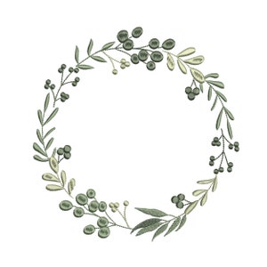 Couronne de verdure de forêt pour la conception de broderie de machine, modèle botanique de mariée d&#39;eucalyptus de mariage Téléchargement instantané Zip - 9 tailles