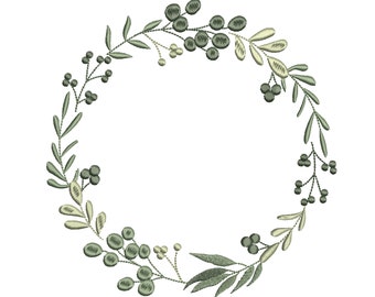Forest Greenery Wreath for Machine Embroidery Design, Botanical Wedding Eucalyptus Bride  Pattern Instant Download Zip - 9 sizes
