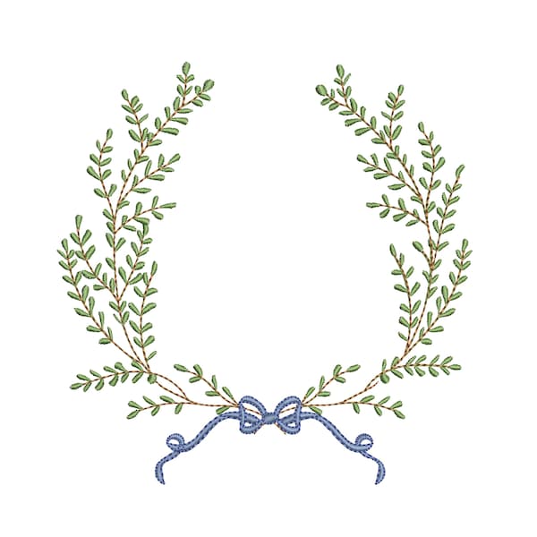 Vintage Wedding Wreath Machine Embroidery Design, Monogram Crest (Instant Download, 9 sizes)