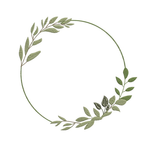 Eucalyptus Laurel Classic Wreath for Machine Embroidery Design Botanical Wedding Branch Pattern Instant Download Zip - 6 sizes