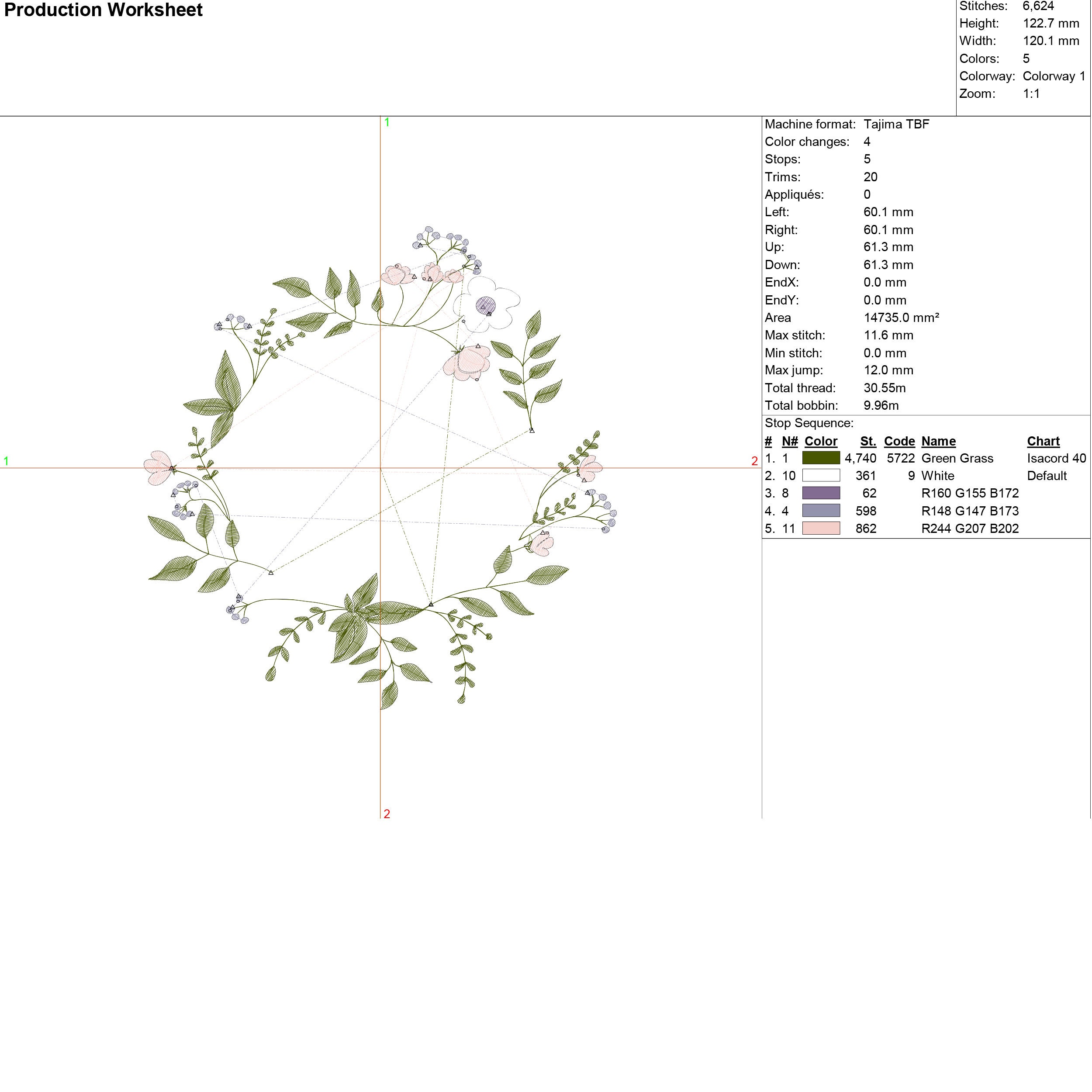 Wildebloom Pattern Program Positive Wildflower Monogram Wreath Machine Embroidery Design ...