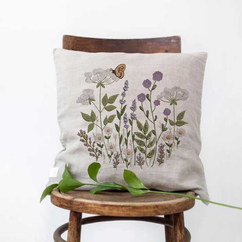 Wildflowers Machine Embroidery Design Botanical Flower Etsy