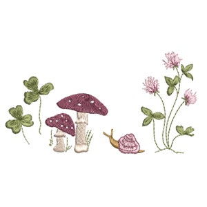 Moon Mushroom I Border Machine Embroidery Design, Pattern Instant Download Zip - 7 sizes