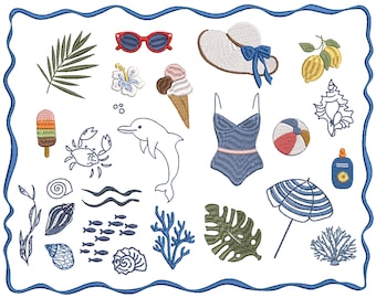 25 Dolce Vita Coastal Machine Embroidery Design Patterns (Download Zip, 7 sizes)