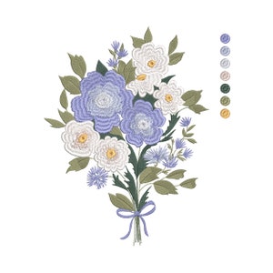 Belle Wild Flower Bouquet Machine Embroidery Design, Floral Botanical Wildflower Pattern Instant Download Zip - 5 sizes