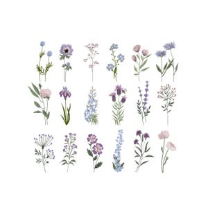 Diseño de bordado a máquina de 18 flores silvestres, mini patrón floral botánico con flores silvestres, descarga instantánea (zip) - 8 tamaños