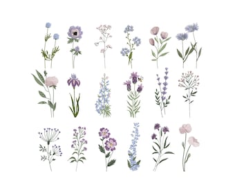 18 Wild Flowers Machine Embroidery Design, Floral Botanical Mini Wildflower Pattern Instant Download Zip - 8 sizes