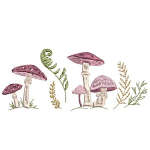 Moon Mushroom II Border Machine Embroidery Design, Pattern Instant Download Zip - 7 sizes