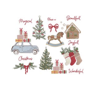 Stickmuster-Set mit 16 Weihnachtsmotiven (ZIP-Datei, sofort zum Download) – 6 Größen