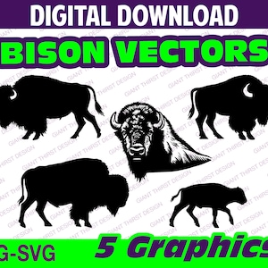 Bison Vectors; Bison SVG, Bison PNG, American Bison Clipart
