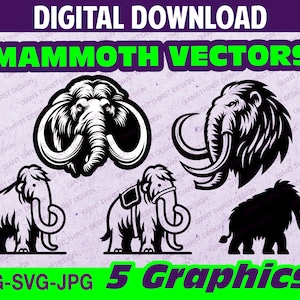 Mammoth Vectors; Mammoth Graphics; Wooly Mammoth Graphics, PNG.SVG