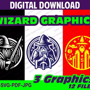 Wizard Graphics (Wizard PNG, Wizard PDF, Wizard SVG, Wizard jpeg) Wizarding; Mystic Graphics; Fantasy Graphics