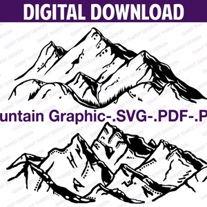 Mountains Vector, Mountains .Svg, Mountains .Pdf, Mountains .Png, Landscape Vector, Mountains graphic, Instant Download, Logo addition