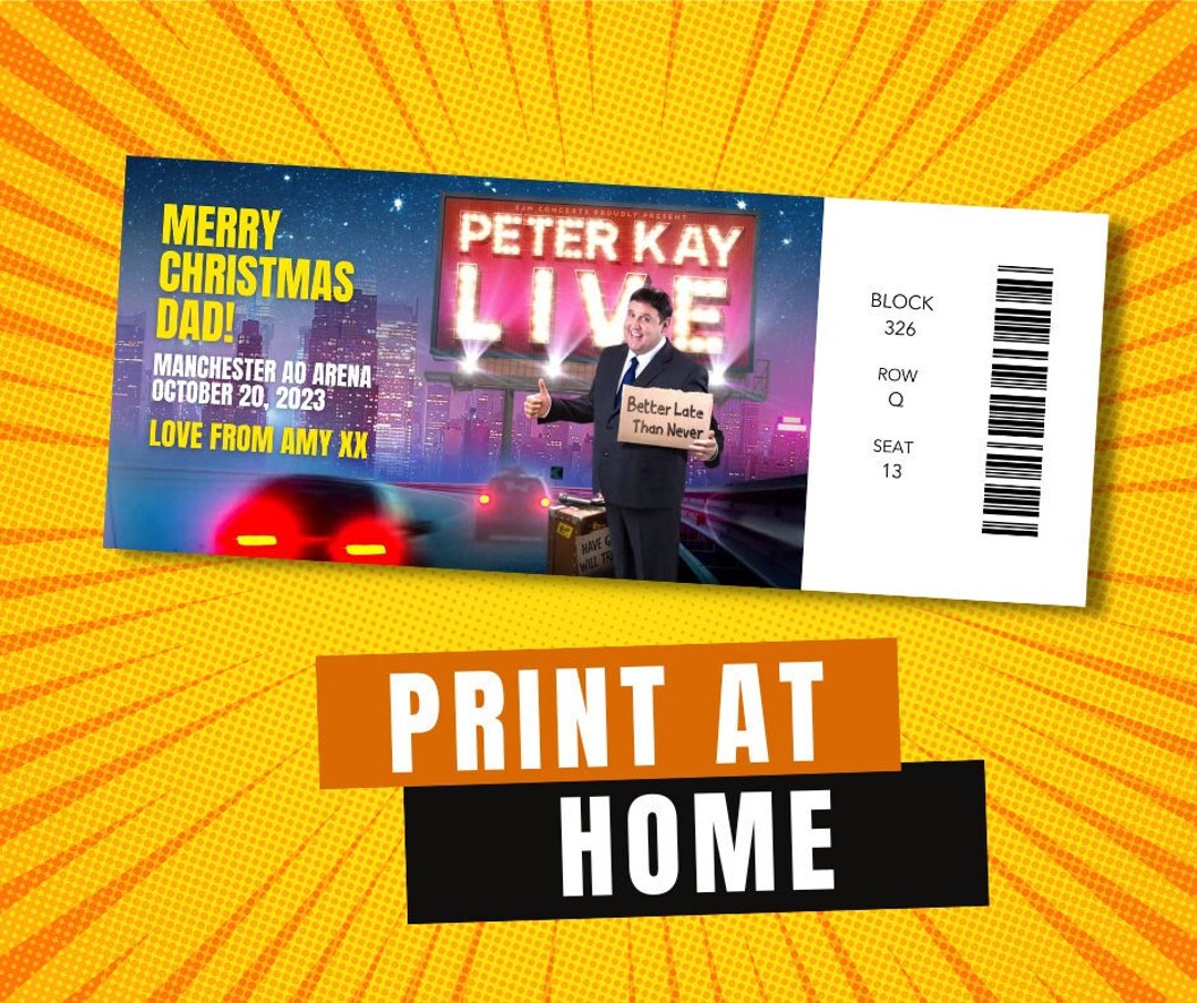 Peter Kay Live Tour Ticket Customisable Digital Download Etsy