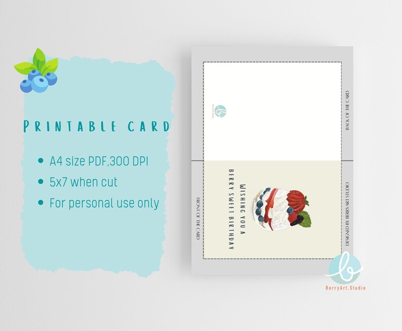Printable Birthday Card Instant Download 7x5 Inch Cards, Birthday Card ...