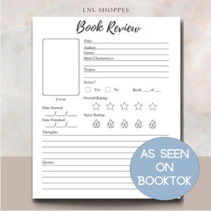 Digital Book Review Journal: Reading Tracker, Goodnotes Compatible (Printable)