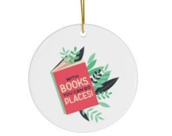 Book Ornament, Book Lovers Ornament, Gift for Readers, Gift for Book Lovers, Bookish Ornament, Christmas Ceramic