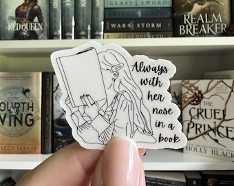 Nose in a Book Sticker, Reader Sticker, Kindle Stickers, Bookish Sticker, Romance Fantasy, Book Lover Sticker, Girl Reading Sticker