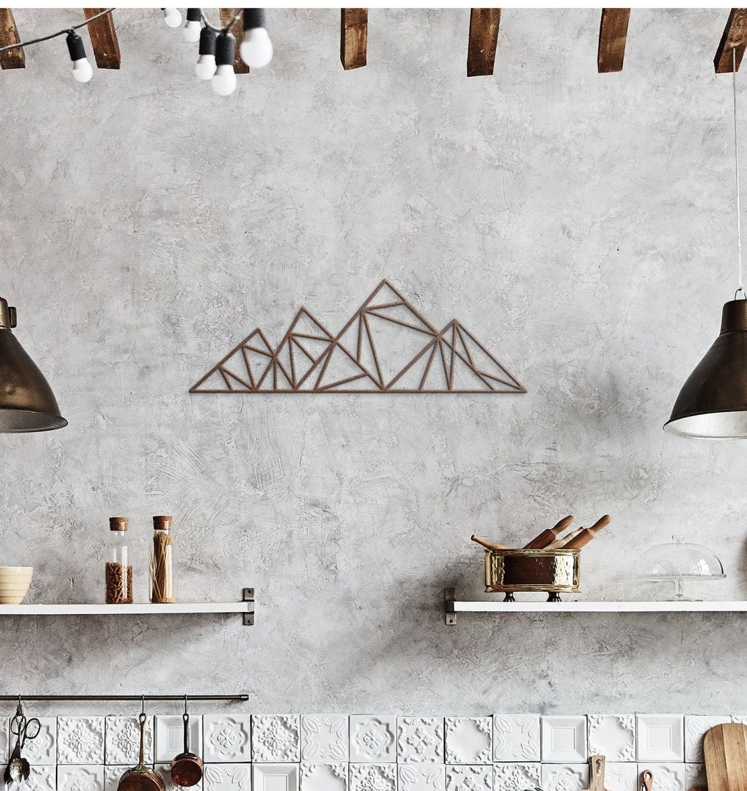 Geometric Mountain Metal, Mountain Wall Art, Large Mountain Wall Art