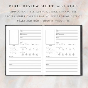 Reading Journal, Book Review, Booktok Journal, Reading Planner, Reading Tracker, Reading Log, Book Review Journal, Bookshelf image 3