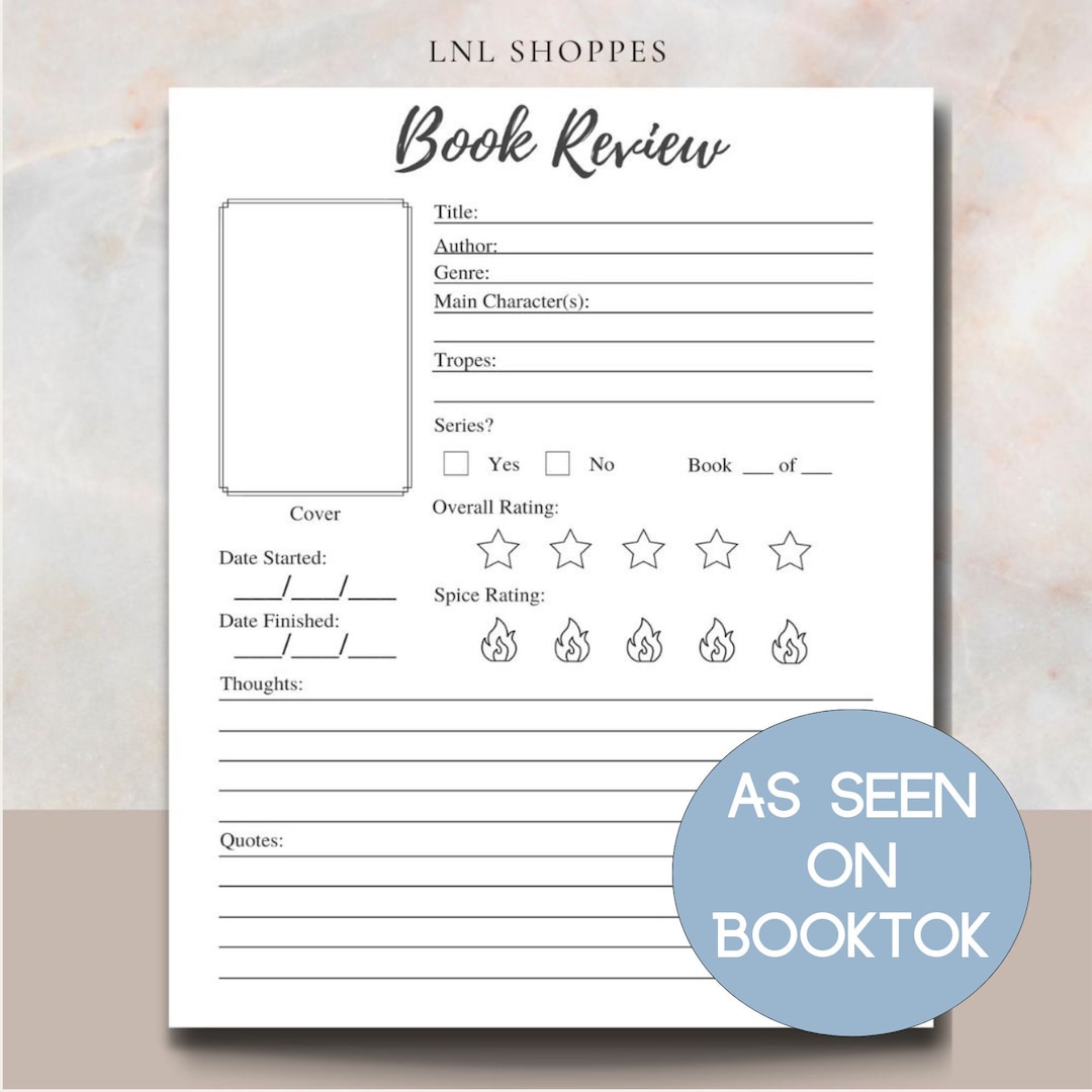 Digital Book Review Journal: Reading Tracker, Goodnotes Compatible ...