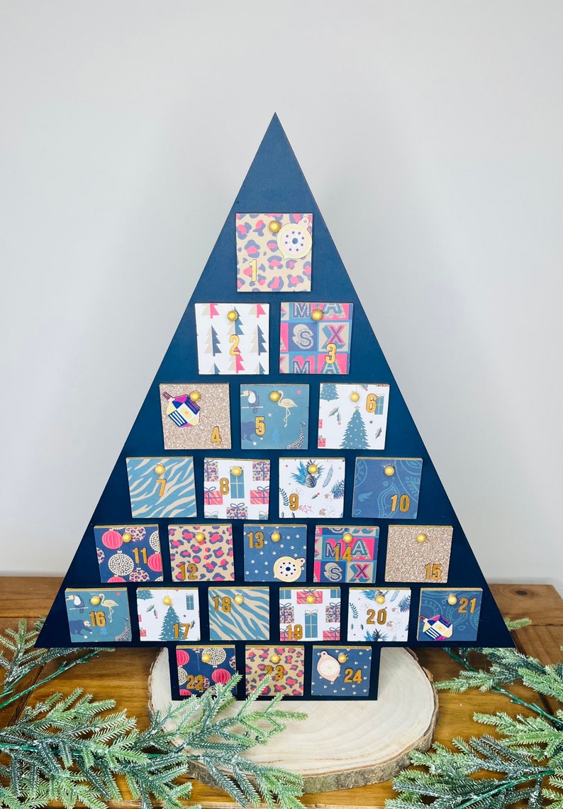 Wooden Advent Calendar With Drawers Christmas Tree Advent Etsy