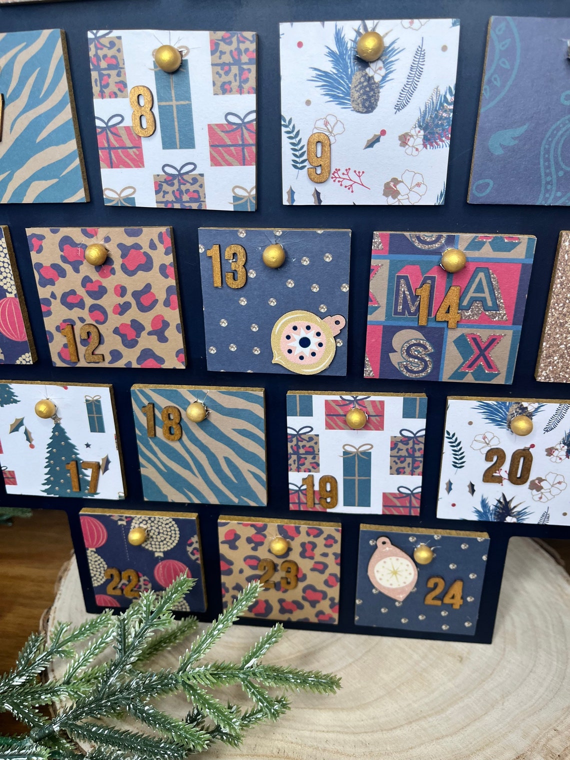 Wooden Advent Calendar With Drawers Christmas Tree Advent Etsy