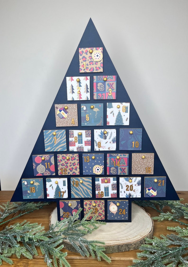 Wooden Advent Calendar With Drawers Christmas Tree Advent Etsy