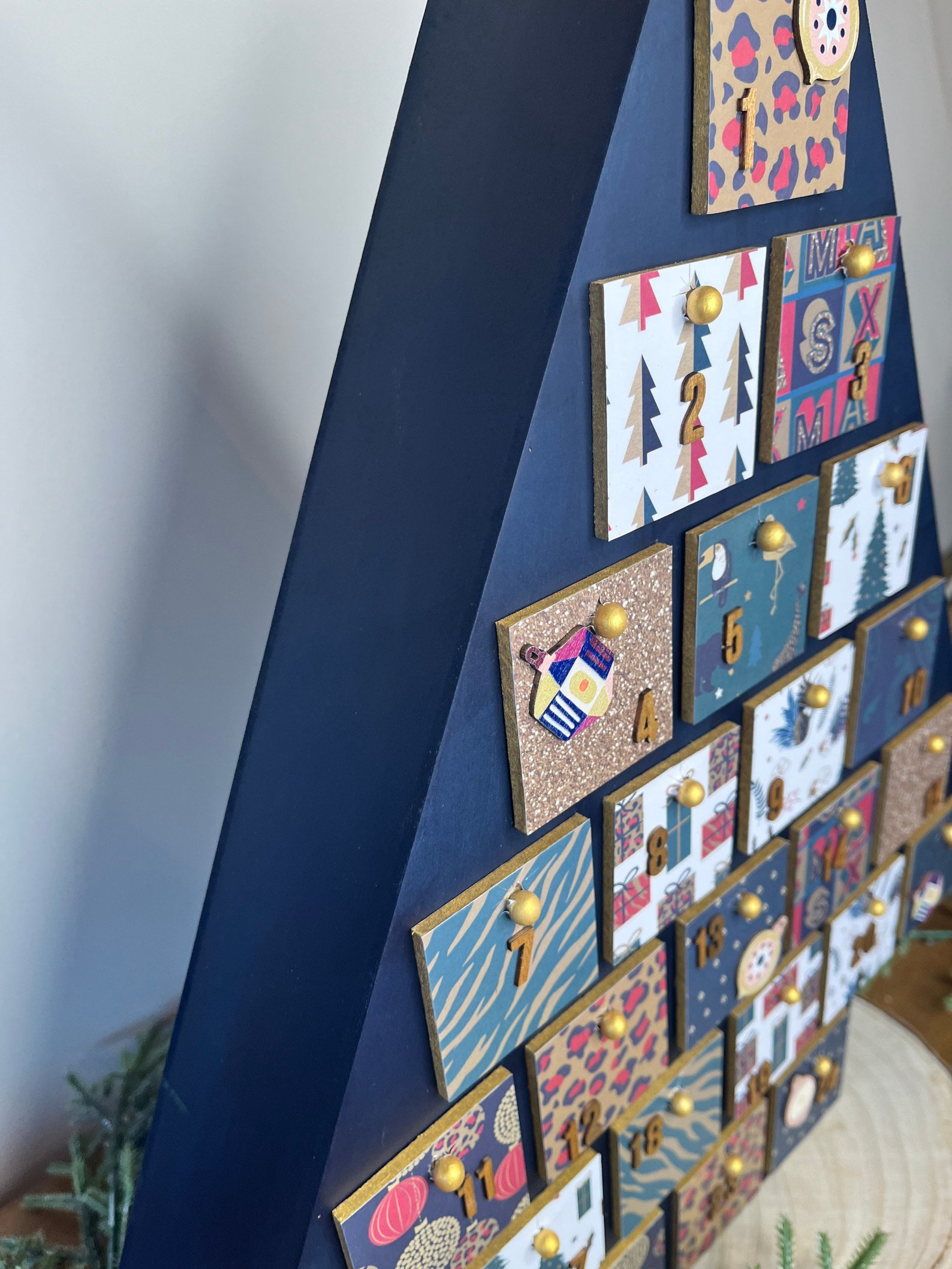 Wooden Advent Calendar With Drawers Christmas Tree Advent Etsy