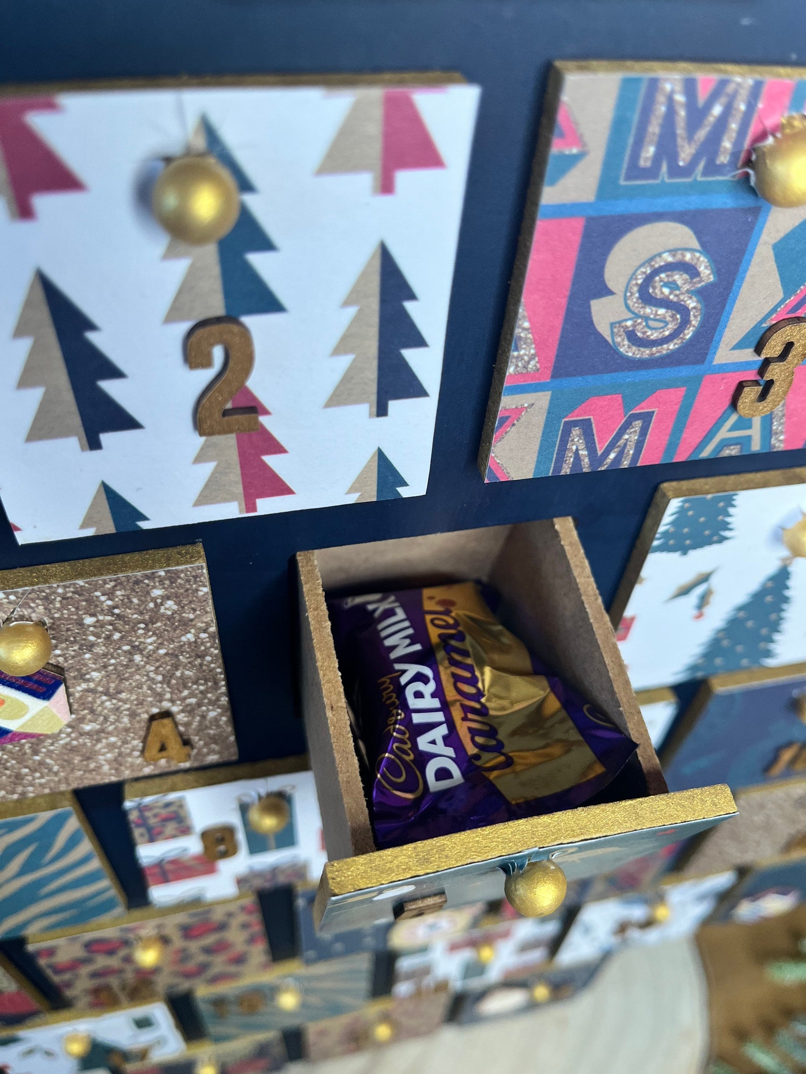 Wooden Advent Calendar With Drawers Christmas Tree Advent Etsy