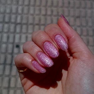 Handmade Press On Nails Long Nails Pink Nails Cat Eye Nails Birtday Gift For Her Pinterest Nails Fake Nails Gel Nails