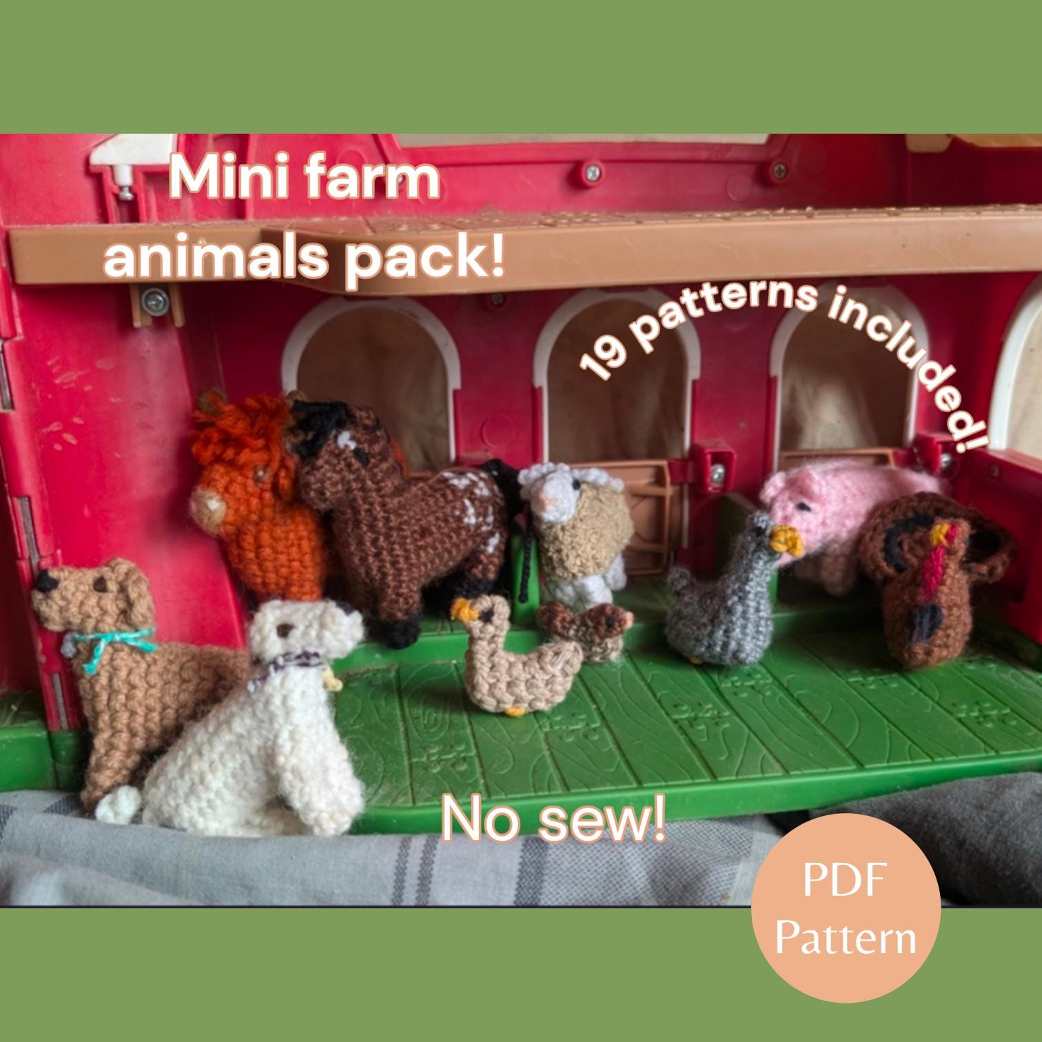 40 Animal Crochet Patterns for Cute Gifts, Nursery Decor, and Cozy Makes 39 18 mini crochet farm animals pattern pack