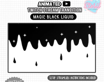 Twitch Stinger Transition /  Magic black Liquid / spark / glitter / star / sky / aesthetic / Pastel / Iridescent
