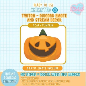 ANIMATED Twitch - Discord Emote and Stream Decor / ORANGE scary pumpkin / halloween / spooky / witch / ghost