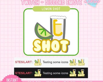 Twitch Emote / LEMON SHOT / Pastel / drink / shots / party / kawaii / Streamer Graphics