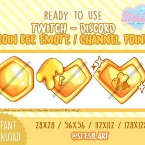 Twitch and Discord Emotes 03 Pack / BEE Coin / Channel Point  / Donation / Streamer / Cute Colors / Honeycomb