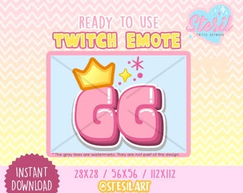 Twitch Emote / GG / Pastel /  kawaii / Streamer Graphics