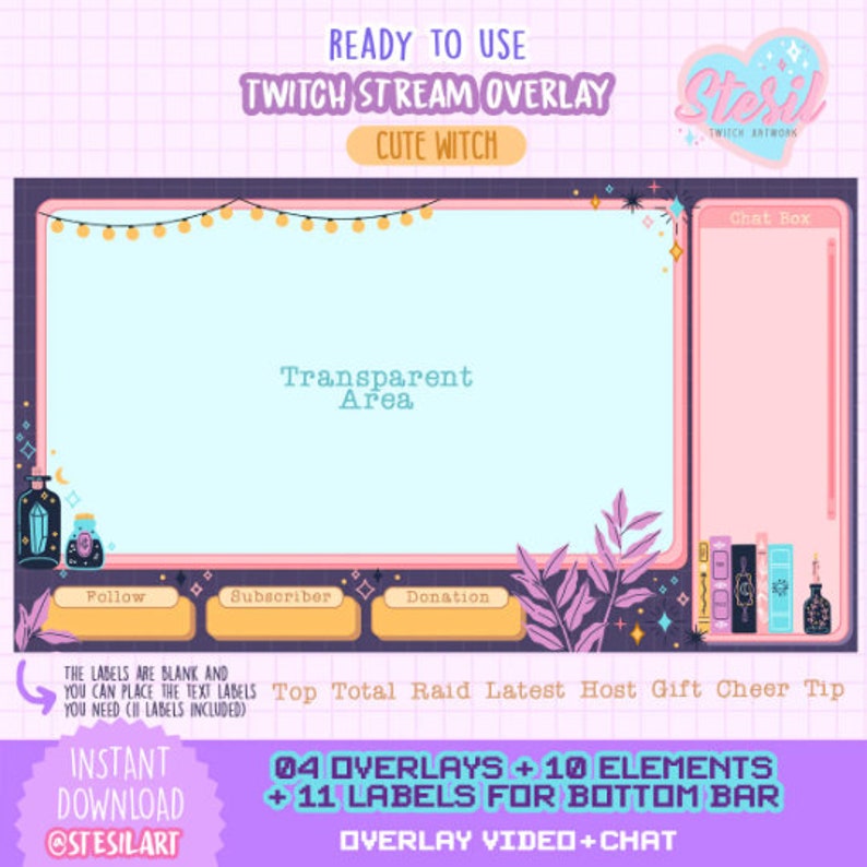 ANIMATED Twitch Stream Package / Cute Witch Setup Theme / - Etsy