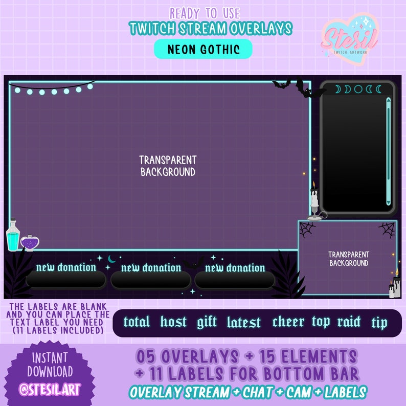 ANIMATED Twitch Stream Package / Neon Gothic Theme / Esoteric / Magic ...