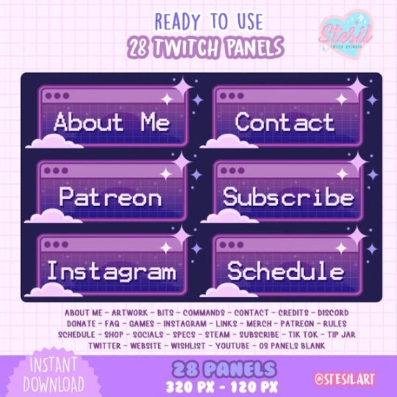 28 Twitch Panels / Cute and Aesthetic Dream Night Sky Theme / - Etsy