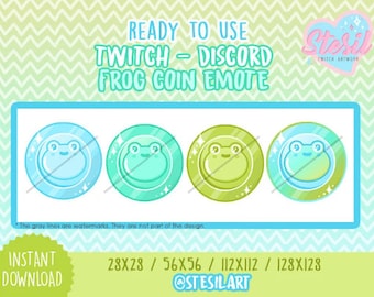 Twitch and Discord Emotes 04 Pack / Frog Coin  / Froggy / Channel Point /  kawaii / Donation / Streamer / Cute Colors / Pastel