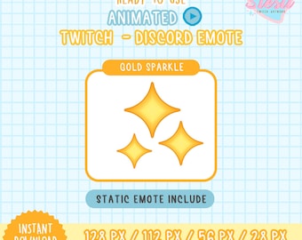 Animated and Static Twitch - Discord Emote / Sparkle / GOLD color / Star / Shine /  kawaii / Streamer / Pastel / Galaxy
